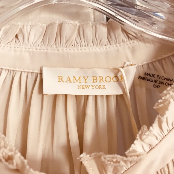Ramy Brook NWT Blouse with Lace and studded Sleeves. Color is Bone. - Picture 7 of 14